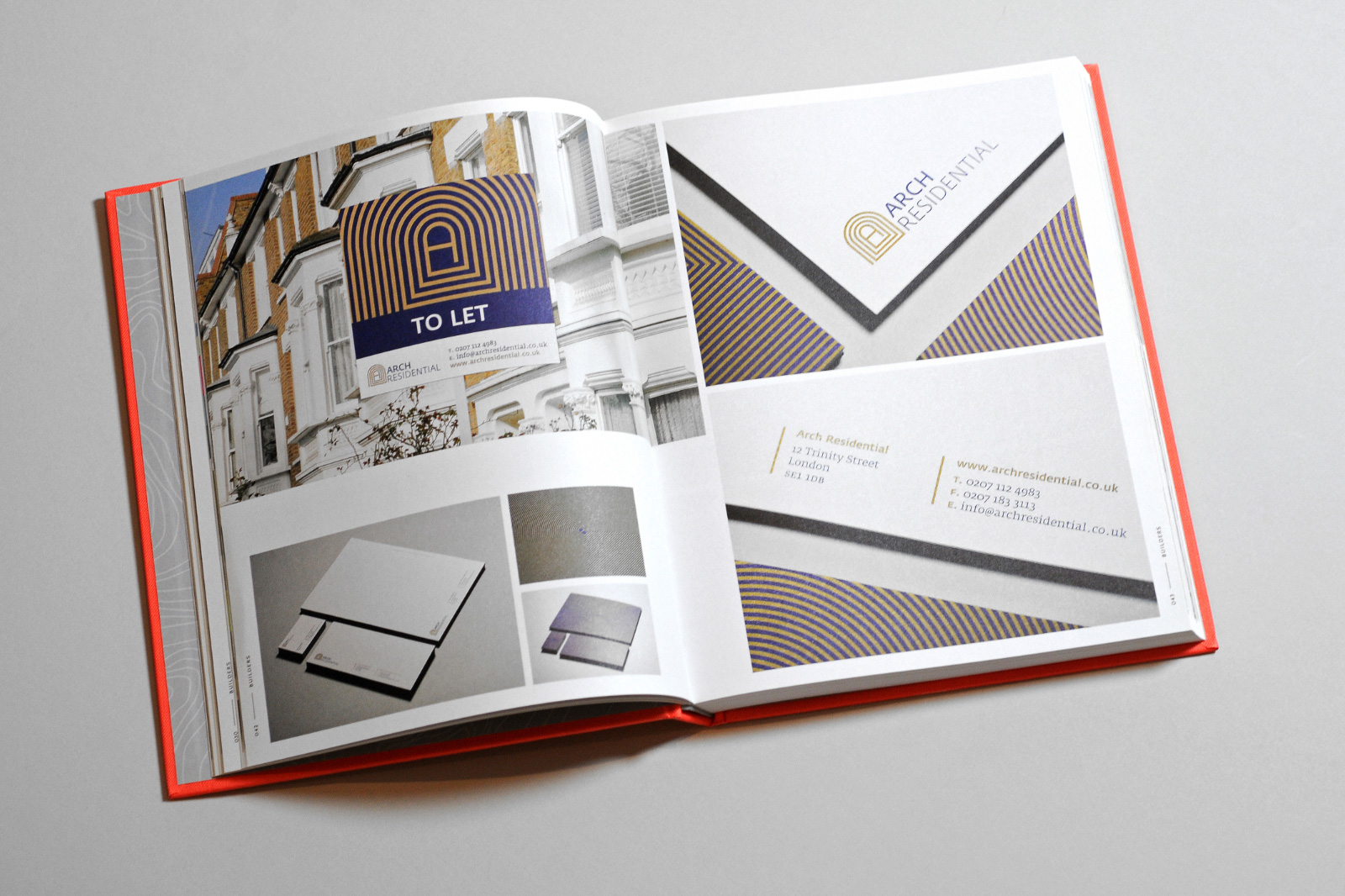 Double page de Brand Built présentant le logo d’Arch Residential.